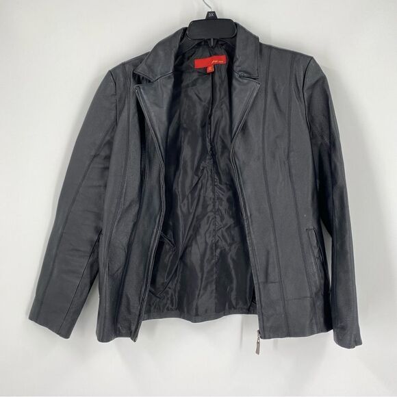 Max USA Women’s Zipper Closing Black Leather Jacket size L - Picture 1 of 4